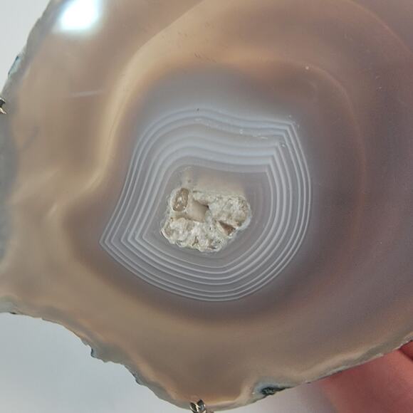 Necklace Pendants Agate Slice Handmade Jewelry in Sterling Silver Prong Setting - Picture 9 of 10